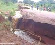   The community of Tshibvumo in Dzimauli in the Mutale area has been cut off from other villages. This section between Tshibvumo and Pile was washed away during the heavy floods. Photo: Elmon Tshikhudo.