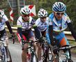  The front runners brave the mountain pass.