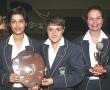 <p>Leadership trophies were presented at the Ridgeway Independent School&rsquo;s senior prize-giving function on 26 November. From left to right are Zaynah Aboo and Casper John Venter, sharing the trophy for leadership as heads of the school&rsquo;s student council, and Cara Joubert, who received the council member leadership trophy.</p>
