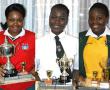 <p>These pupils of Eric Louw High School in Musina were rewarded for their hard work the past year during the school&rsquo;s annual prize-giving function on 20 October. From left to right are Daisy Nesindande (best achiever English home language), Sabina Madima (best achiever Afrikaans first additional language), Daphne Ndlovu (best achiever in business studies) and Palesa Mononoka (best avhiever in Tshivenda). <em>Photos supplied.</em></p>
