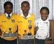 <p>Trophies were handed out to Eric Louw High School in Musina&rsquo;s top academic and sport achievers the past year on 20 October. From left to right are Jowie Ramashala (best achiever in Sepedi), Stephan Thlou (best achiever in mechanical technology), and Saartjie Lishiba and Rovho Malindi (sharing trophy for best improvement in netball). Photo supplied.</p>
