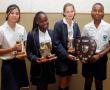 <p>Last Thursday the Ridgeway Independent School hosted their annual prize-giving ceremony at the Ridgeway College hall. The top prestigious trophies were awarded to these students. From left to right they are Yaseera Bhamjee (Potter Perseverance Cup), Refilwe Masehela (Maziba Council Cup and the most helpful student trophy), 2015 heagirl and -boy, Savanna Sparrow and Stubbs Marivate (sharing the Surat trophy for leadership) and Ayesha Chhaya (IT Warehouse trophy for loyality). Owen Venter, who received the Chairman&rsquo;s Award for Ridgeway Ambassador of the Year, was absent when the photo was taken.</p>
