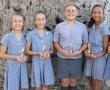 <p>Laerskool Messina se top vyf akademiese presteerders vir 2015 in Graad 6 is, van links na regs, Stephi Roos, Carmen Roos, Abri Whelan, Jo-Nique Kolberg en Tan&eacute;cia Naud&eacute;. <em>Foto verskaf</em>.</p>
