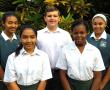 <p>Hierdie groep leerlinge van Ho&euml;rskool Eric Louw in Musina vorm almal deel van die skool se Graad 9 akademiese A-span. Hulle is tot die span verkies op grond van hul akademiese prestasie gedurende die eerste kwartaal. Voor, van links na regs, staan Munadia Islam (88%) en Makhadzi Maphosa (77%). Agter is Tirukelem Mola (81%), Erik Limbach (92% toppresteerder), Kaitlin Greenland (80%) en Thea Smuts (79%). <em>Foto verskaf</em>.</p>
