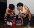 <p>Lukie Enslin (links) en TG Fourie het nie net hulle spiere gebult nie, maar ook 'n paar grappies gehad om te vertel by Ho&euml;rskool Louis Trichardt se Mnr. en Mej. Triegie-aand.&nbsp;</p>
